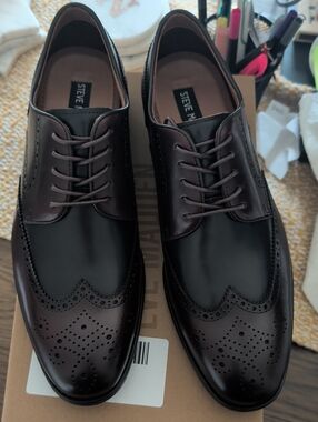 Men's Steve Madden Men’s Black and Dark Brown Brogue Oxfords